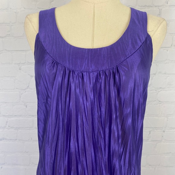⭐ 3/$15 Vintage Y2K Iz Byer Small Purple Crinkle O Ring Racerback Tank Top - Picture 4 of 9